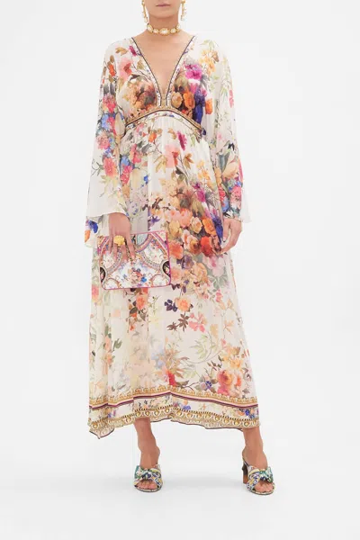 Camilla Gathered Kimono Dress In Friends With Frescos In Multi