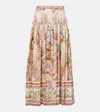 Camilla Gathered Linen And Silk Maxi Skirt In Lisbon Lullaby