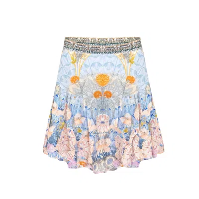 Camilla Gathered Panel Mini Skirt Morris Muse In Blue