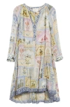 Camilla Botanical Ballads Floral-print Tiered Dress In Gray