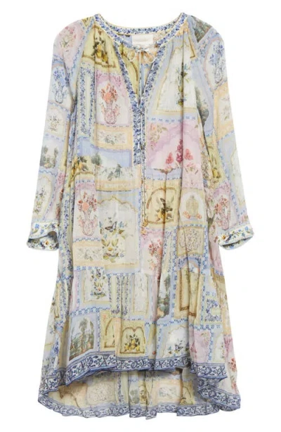 Camilla Gathered Panel Silk Minidress In Gray