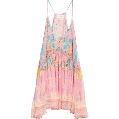 Camilla Gaudi Print Racerback Gathered Silk Top In Pink