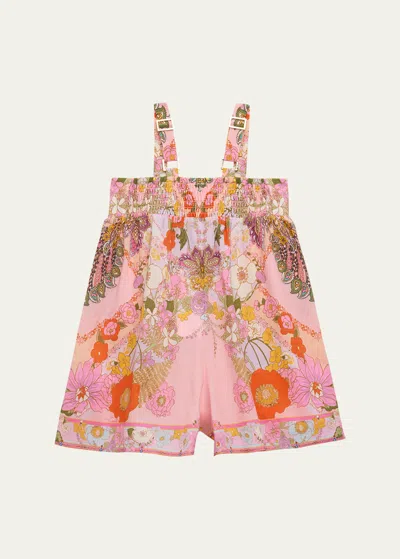 Camilla Kids' Girl's Crotched Printed Romper In Pink