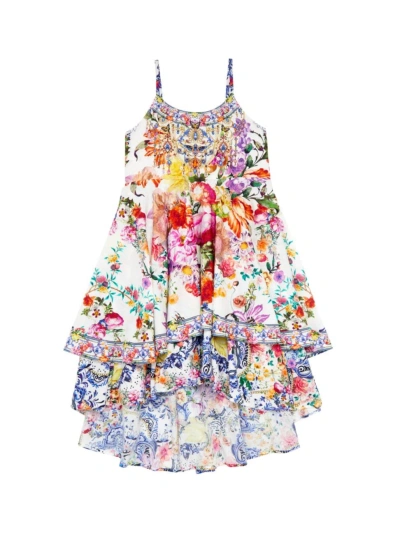 Camilla Girl's Floral Sleeveless High-low Dress In Floral Multi