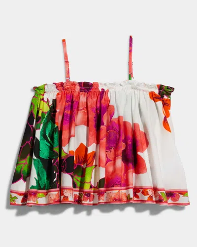 Camilla Kids' Girl's Pretty As A Poppy Embellished Ruffle Trim Cami In Multi