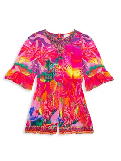 Camilla Kids' Girl's Tropical Print Jumpsuit In Pink