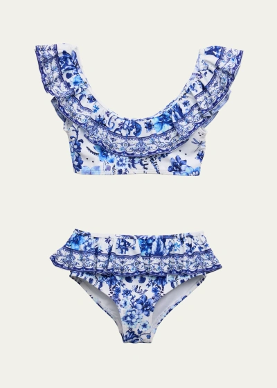 Camilla Kids' Frill-trim Printed Bikini (4-10 Years) In Glaze And Graze