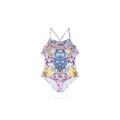 CAMILLA CAMILLA GIRLS BLUE SWIM NECK FRILL ONE PIECE