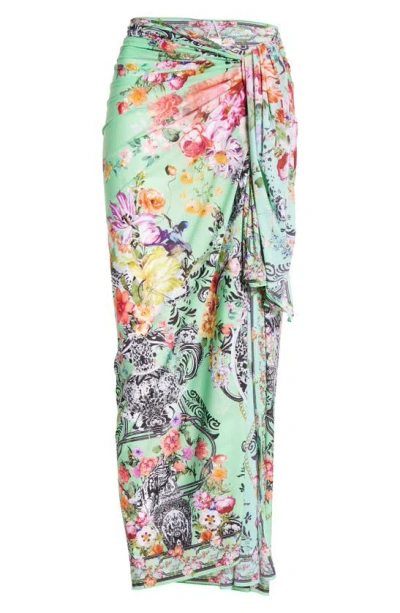 Camilla Glaze & Graze Print Layered Cover-up Sarong In Green