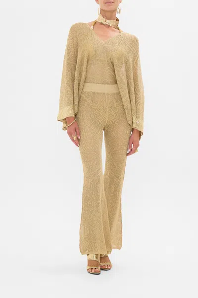 Camilla Gold Pointelle Knit Pant Valley Of The Kings In Multi
