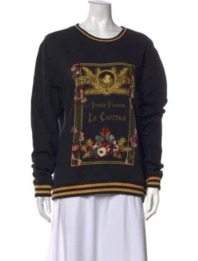 Pre-owned Camilla Graphic Print Crew Neck Sweatshirt In Black