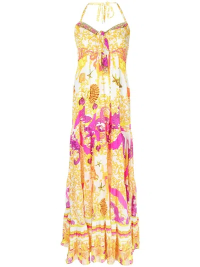 Camilla Graphic-print Halterneck Midi Dress