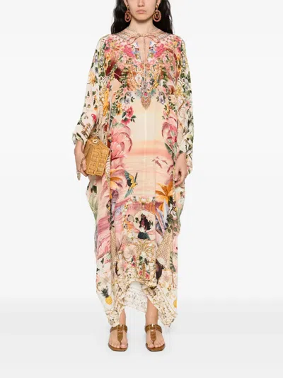 Camilla Graphic-print Kaftan Maxi Dress In Pink