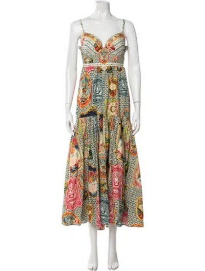 Pre-owned Camilla Graphic Print Long Dress W/ Tags In Pink