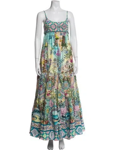 Pre-owned Camilla Graphic Print Long Dress In White