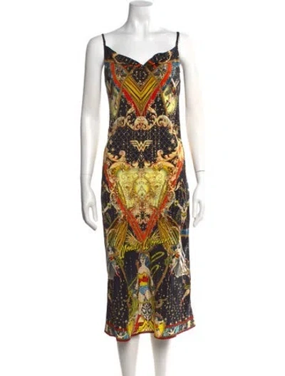 Pre-owned Camilla Graphic Print Midi Length Dress In Black