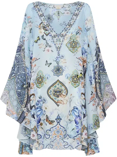 Camilla Graphic-print Mini Dress In Blue