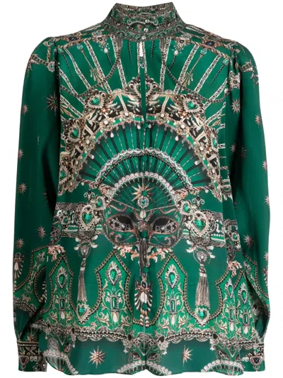 Camilla Graphic-print Silk Blouse In Multicolor