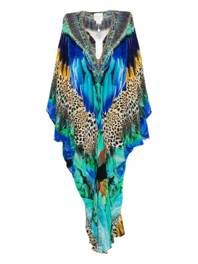 Camilla Graphic-print T-shape Dress In Blue