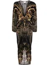 Camilla Graphic-print Twist-front Dress In Black