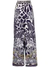 Camilla Graphic-print Wide-leg Trousers In Blue