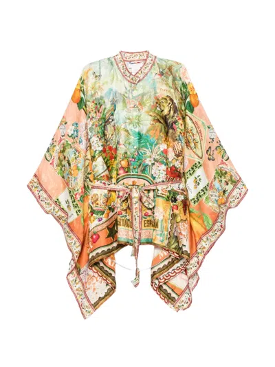 Camilla Graphic-print Belted Shirt In Multi