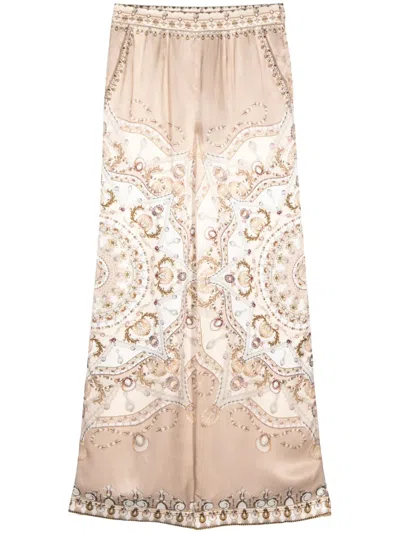 Camilla Grotto Goddess-print Straight-leg Trousers In Neutral