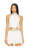 Camilla Halter Tie Back Top In White