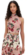 Camilla Halter Tie Back Top Notes From The Road In Pink