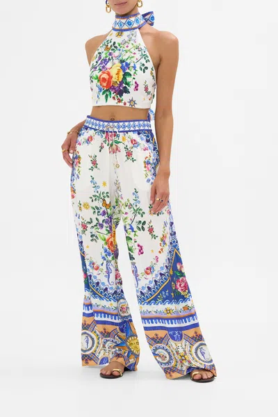 Camilla Halter Tie Back Top Tiles Darls In White