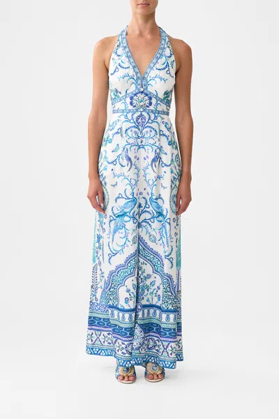 Camilla Halterneck Jumpsuit With Tie Neck Isnik Lullaby In Blue