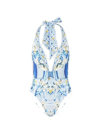 Camilla Halter-neck Swimsuit In Blue