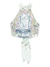Camilla Linen Jardim Party Halterneck Top In Blue