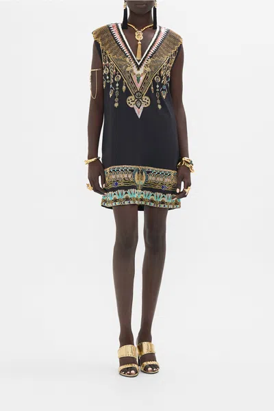 Camilla Hand Embellished Shift Dress They Called Her Nefertari In Black