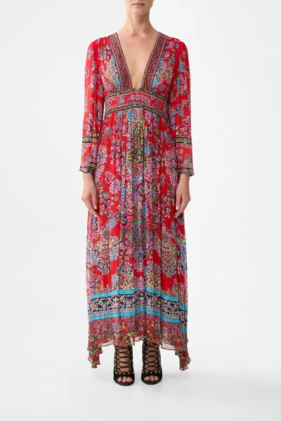 Camilla Hardware Detail Long Sleeve Dress Artisans Of Anatolia In Red