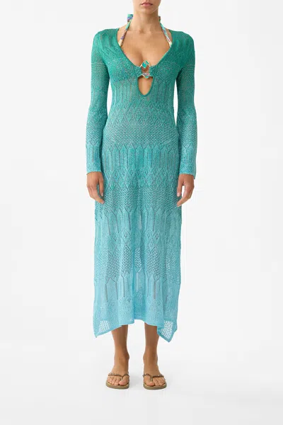 Camilla Hardware Detail Plunge Knit Dress The Concubines Corridor In Green