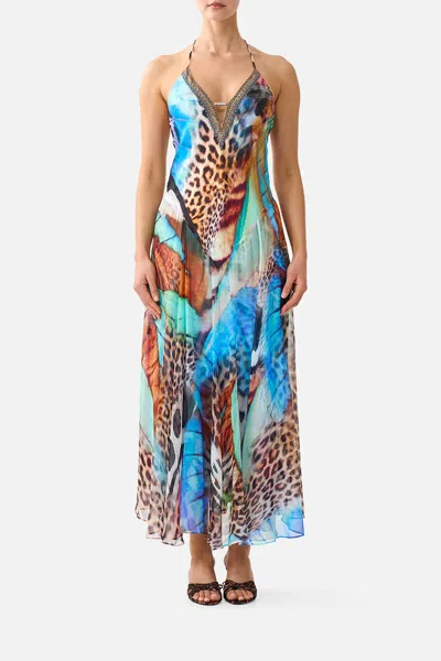 Camilla Hardware Detail Slip Dress Butterfly Bohemia In Blue-green