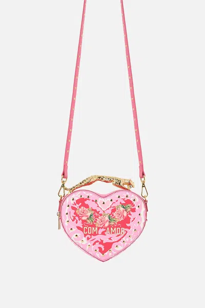 Camilla Heart Crossbody With Leopard Handle Pink Porto