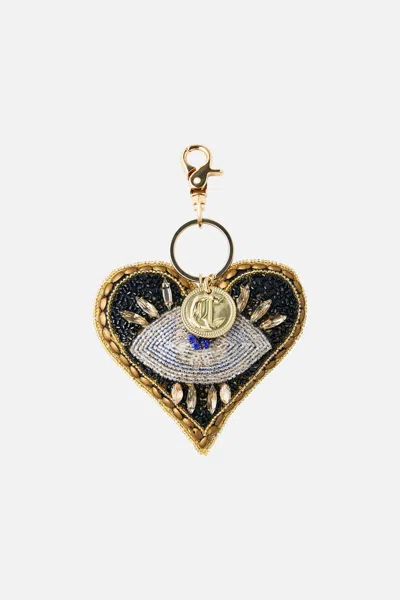 Camilla Heart Eyekeyring Solid Black In White