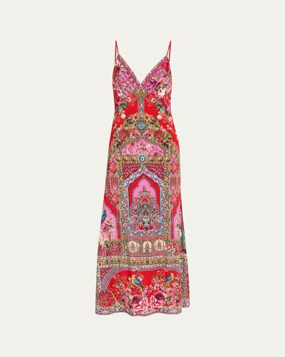 Camilla Heirloom Empire Full Length Bias Slip Dress In Pink
