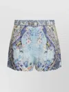 Camilla Hemline Shorts With Floral Pattern And Belt In Blue