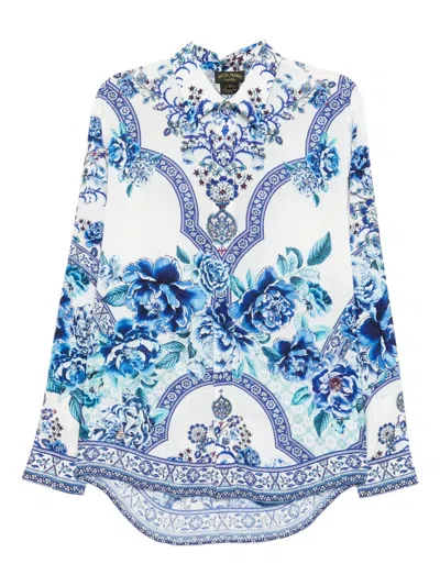 Camilla Hidden Placket Shirt In White