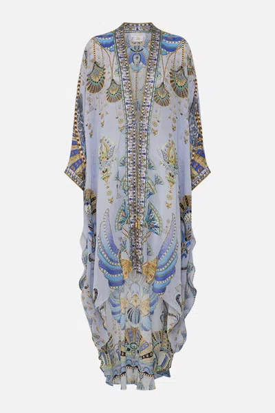 Camilla High Low Draped Layer Under Scarab Skies In Blue