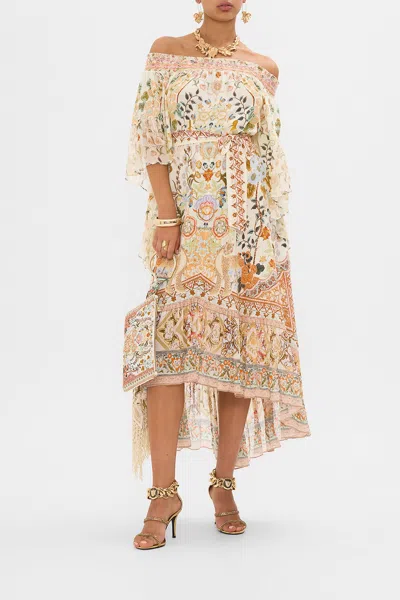 Camilla High Low Hem Off Shoulder Dress In Honour Of Heirlooms In Pink