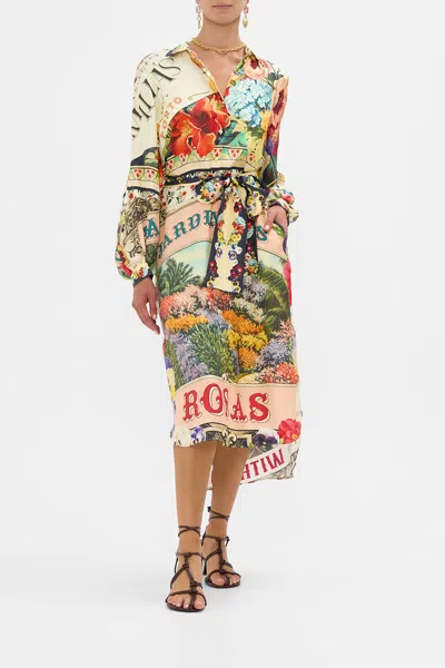 Camilla High Low Midi Shirt Dress Aromatic Amor In Multi