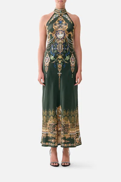 Camilla The Secession Sessions Crystal-embellished Halterneck Maxi Dress In Green