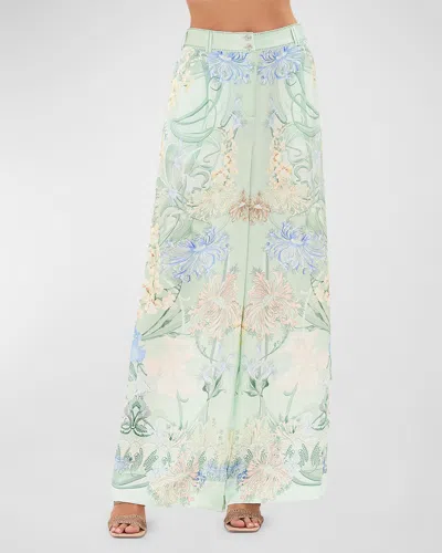 Camilla High-rise Floral Silk Wide-leg Pants In Dreaming In Dutch