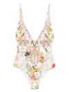 Camilla High Tri One Piece With Front Trim Egyptian Rose In White