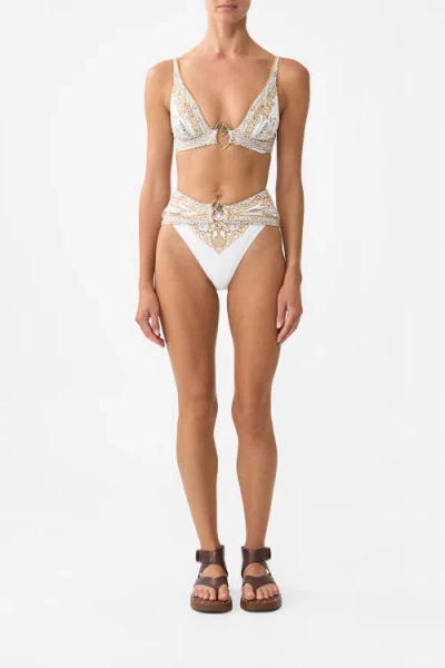 Camilla High Waist Bikini Bottom W Pleat Waist Trim Ottoman Dynasty In Neutral
