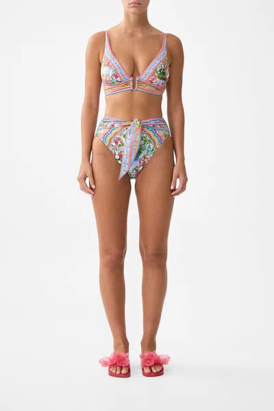 Camilla High Waist Bikini Bottom With Waist Tie Turkish Delight In Pink